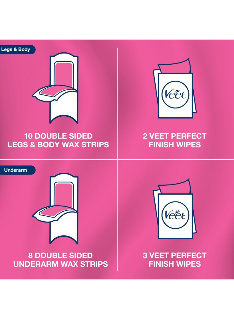 Veet شرائح شمع الجسم والساقين النقية بالإضافة إلى شرائح شمع الإبط للبشرة الحساسة - Image 3